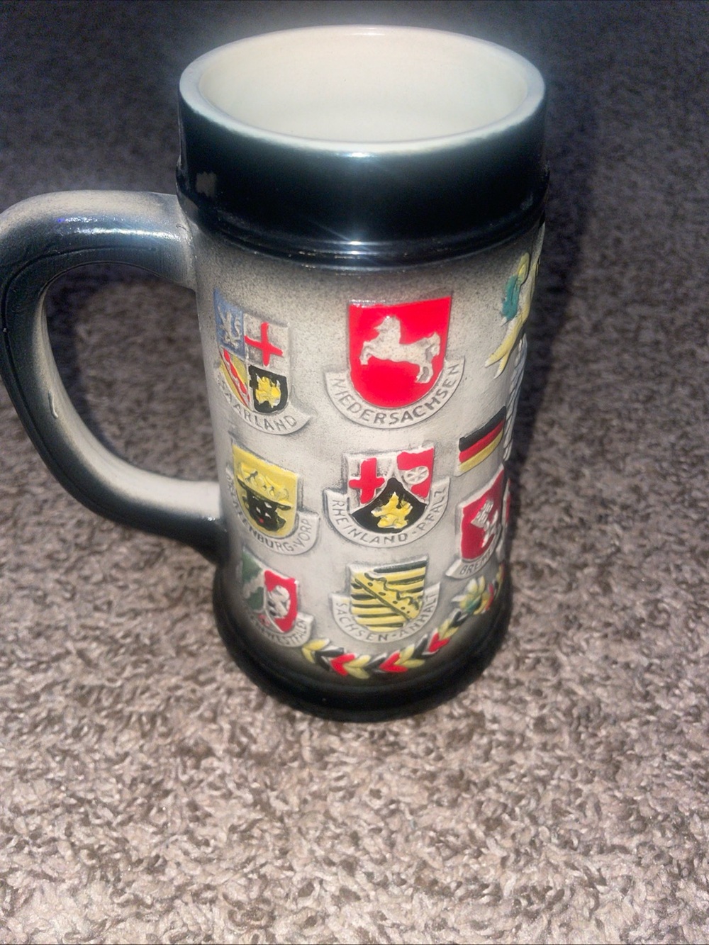 Gray German Crest Ceramic Beer Stein - Unbranded